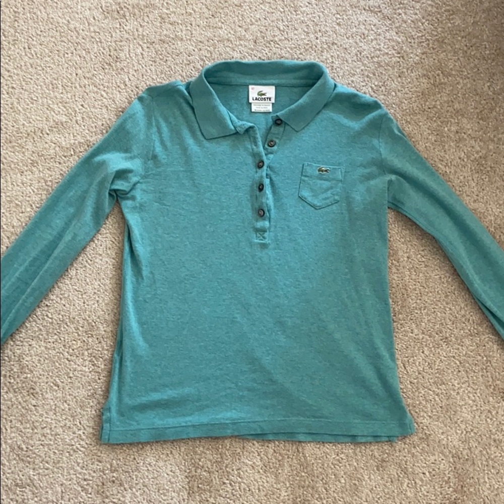 Lacoste Long Sleeve Teal Polo
